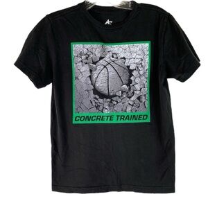5/$25 Athletech Black Green Short Sleeve Cotton Basketball Concrete Trained L